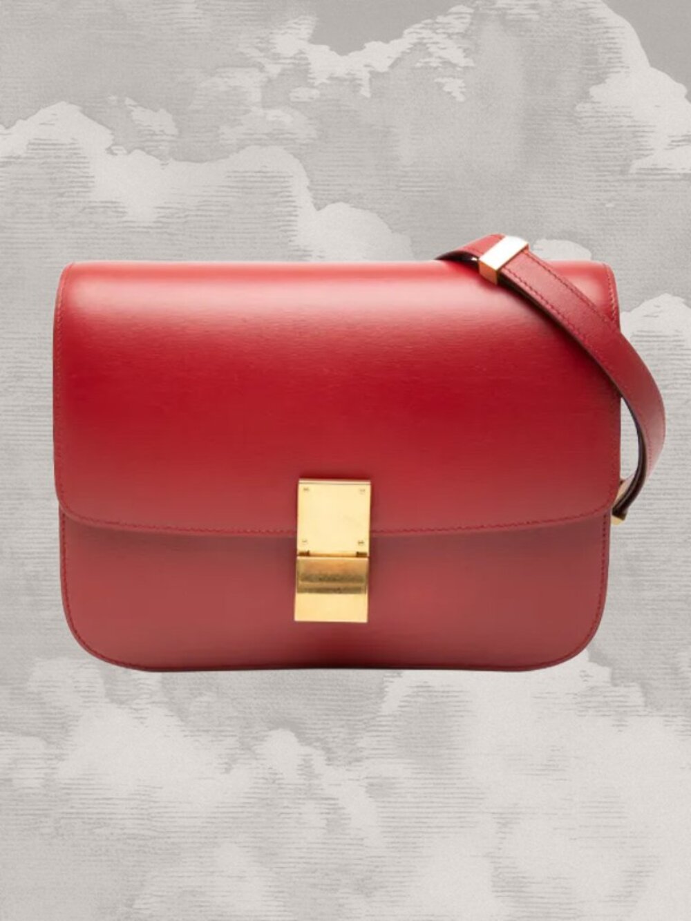 CELINE Phoebe Philo Medium Box Bag Red Gold Crossbody Shoulder Classic